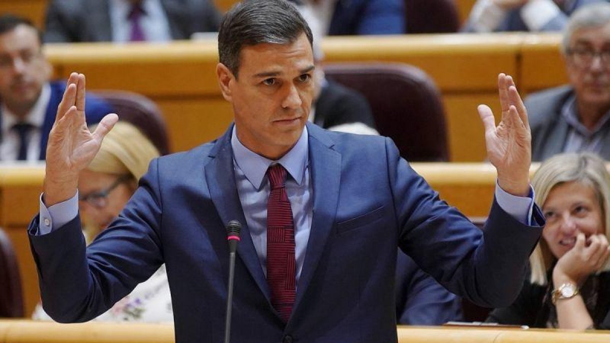 Pedro Sánchez, en la sesión de control al Gobierno.