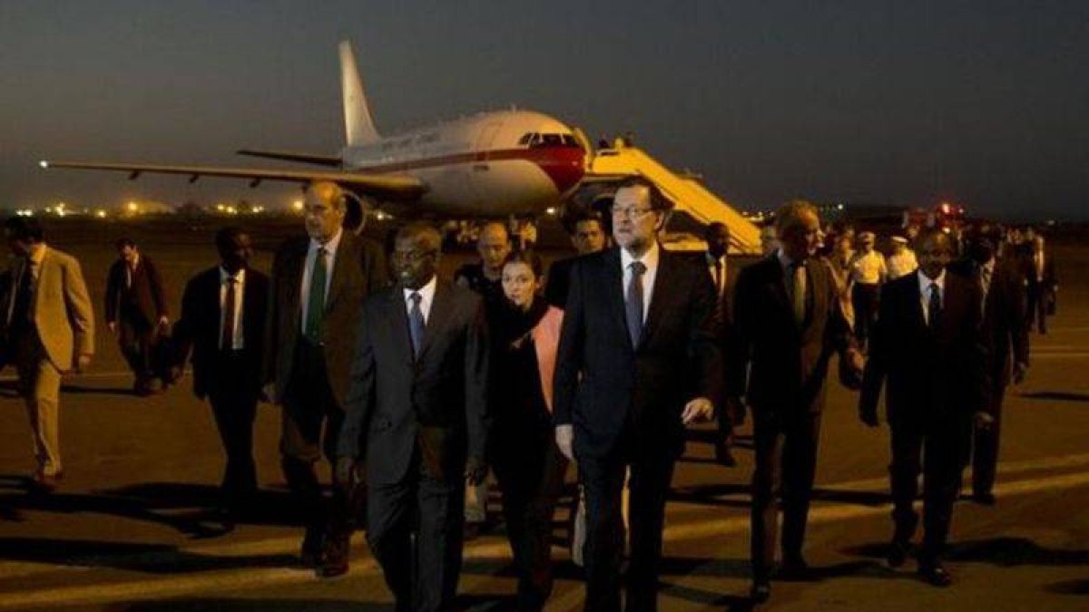 Mariano Rajoy, a su llegada a Yibuti.