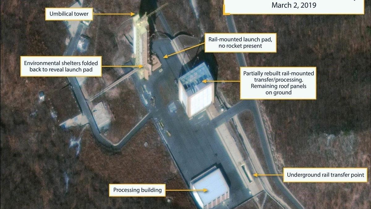Distribución de la planta de misiles de Sohae en Corea del Norte. / REUTERS Imágenes por satélite analizadas hoy por expertos muestran la reconstrucción parcial de instalaciones en la base de misiles norcorea