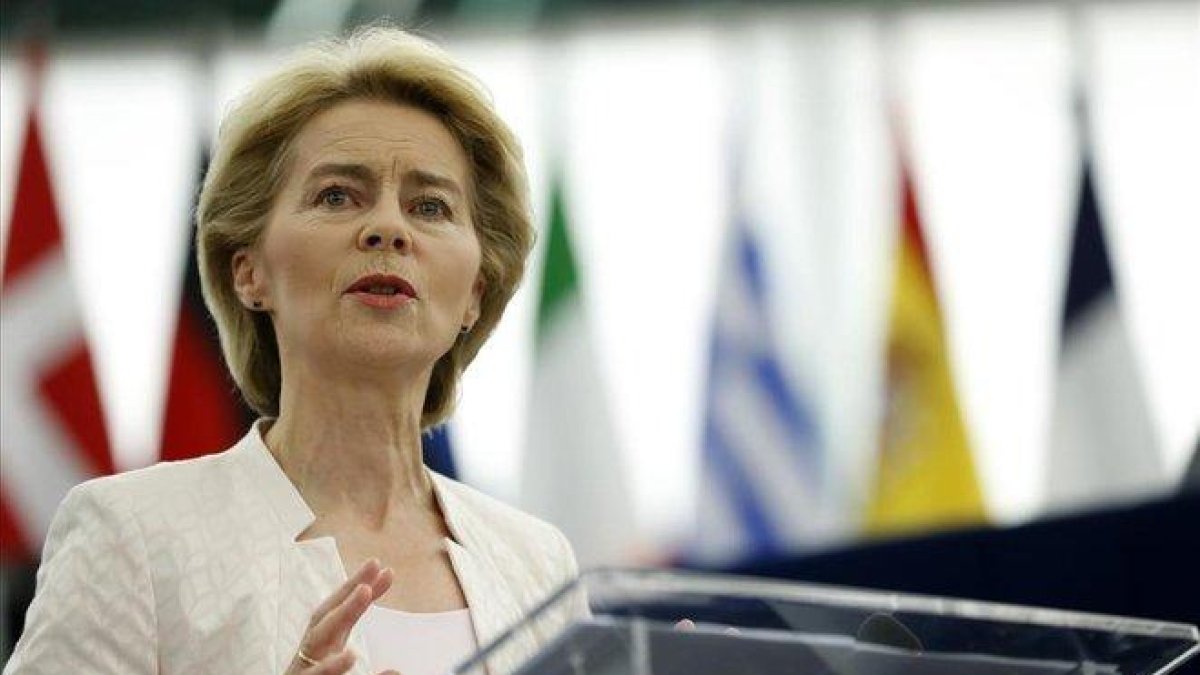 Ursula von der Leyen durante su discurso en el Parlamento Europeo, en Estrasburgo.