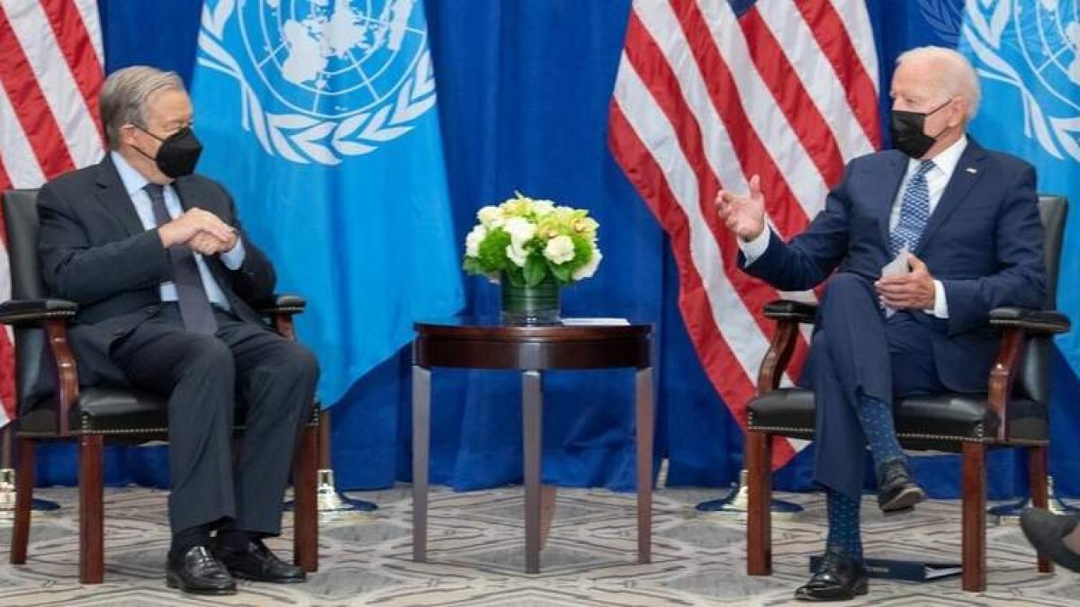 Antonio Guterres recibe en la ONU al presidente de EE UU, Joe Biden, quien aboga por la nueva diplomacia. ESKINDER DEDEBE