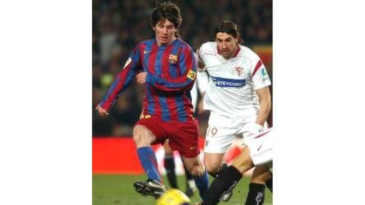 Messi, durante el partido entre el Barcelona y el Sevilla el año pasado