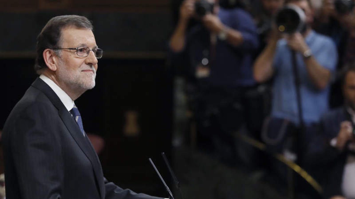 Mariano Rajoy durante su discurso de investidura en el Congreso de los Diputados. BALLESTEROS