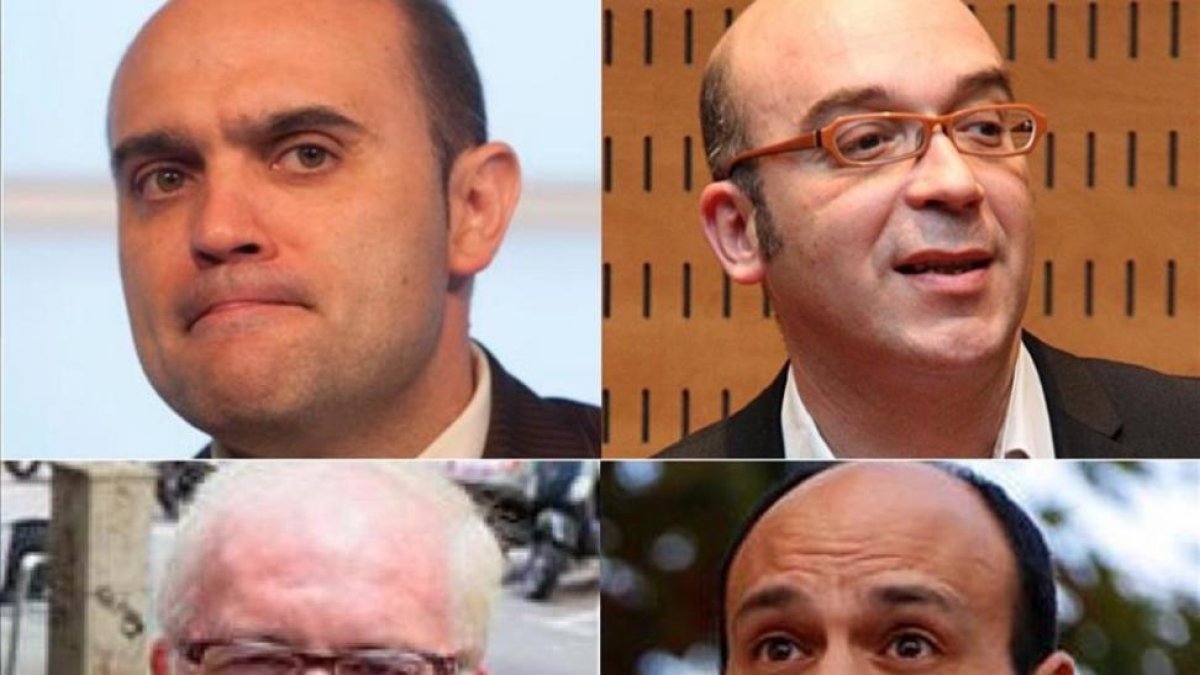 Arriba, Xavier Vendrell y Oriol Soler; abajo, Agustí Alcoberro y Marcel Mauri