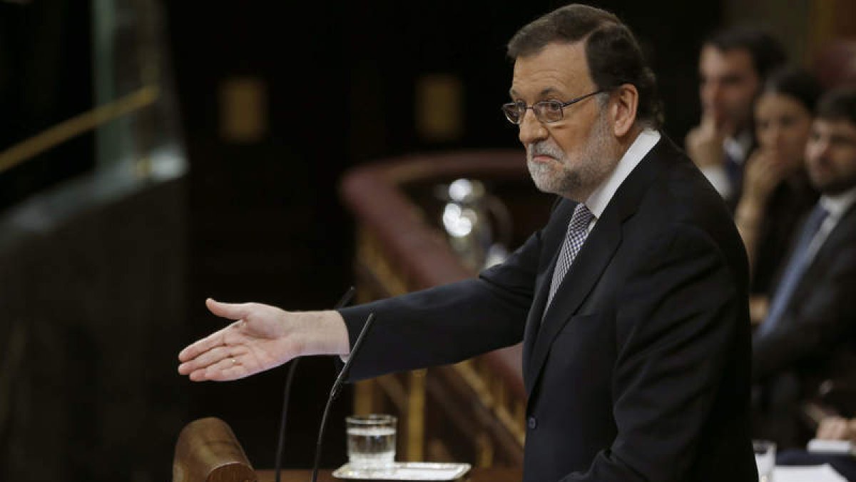 El presidente en funciones, Mariano Rajoy, durante su intervención en el Congreso. CHEMA MOYA