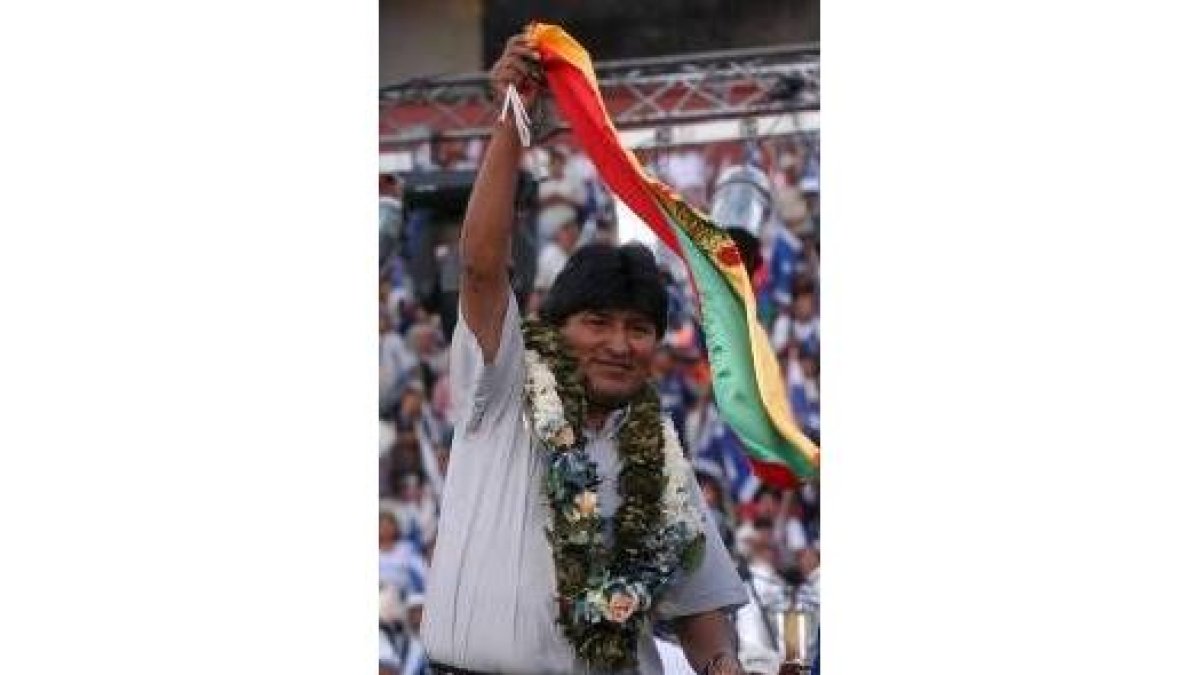 Evo Morales durante la celebración de un mitin en Bolivia