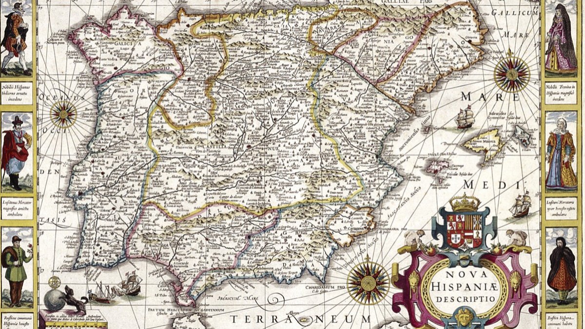 Mapa publicado por Jodocus Hondius en Ámsterdam hacia 1610, conservado en la Biblioteca Nacional. DL