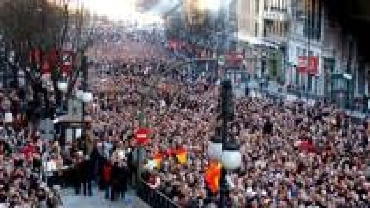 Un momento de la manifestación del pasado sábado en su recorrido por las calles de Madrid