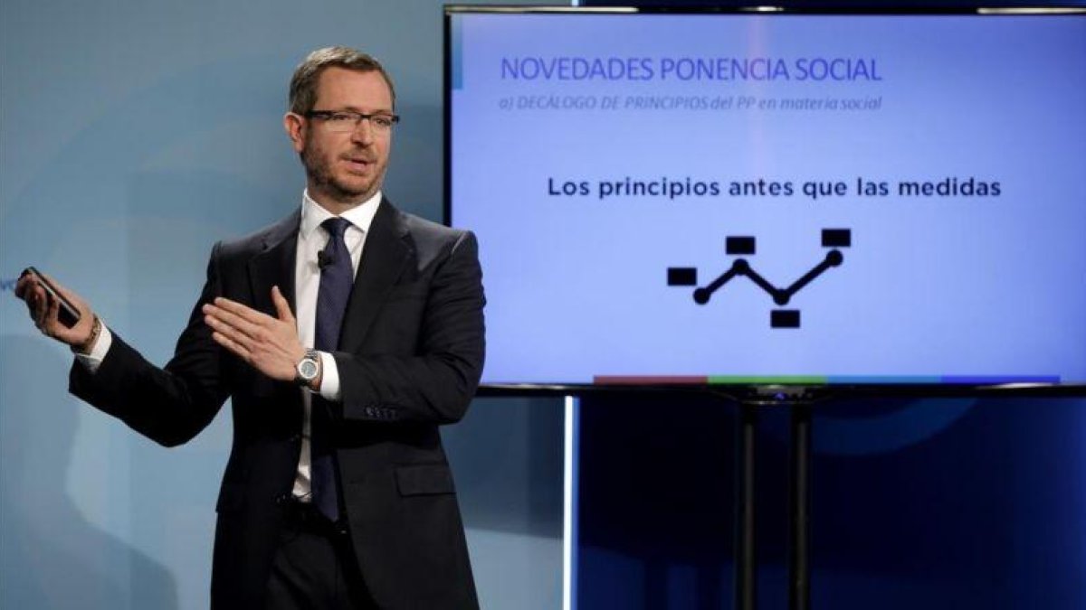 El vicesecretario del PP Javier Maroto en la presentación de la ponencia social que el PP defenderá en su congreso nacional