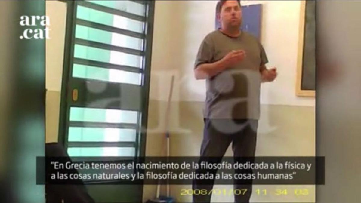 Captura del video difundido de Oriol Junqueras en la prisión de Estremera