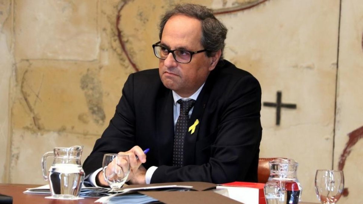 El president Quim Torra, este martes, en la reunión del Consell Executiu. /