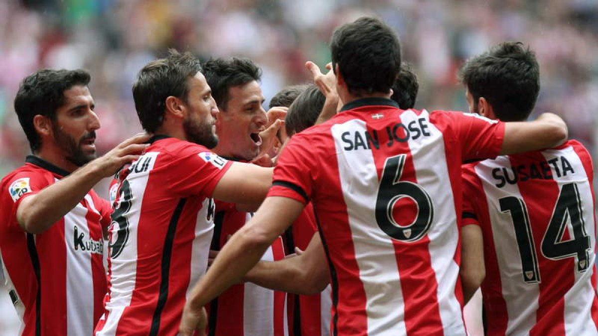 Los jugadores del Athletic celebran uno de los goles marcados ante el Getafe.