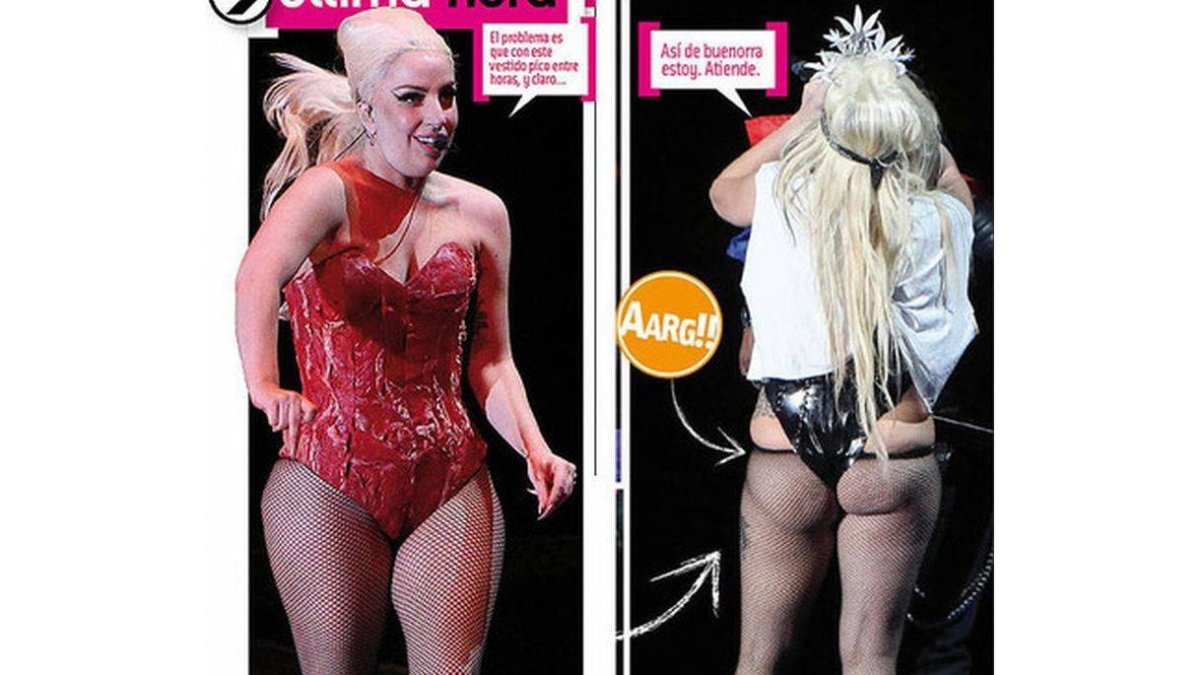 Imágenes de Lady Gaga en un concierto donde se observa su notable aumento de peso.