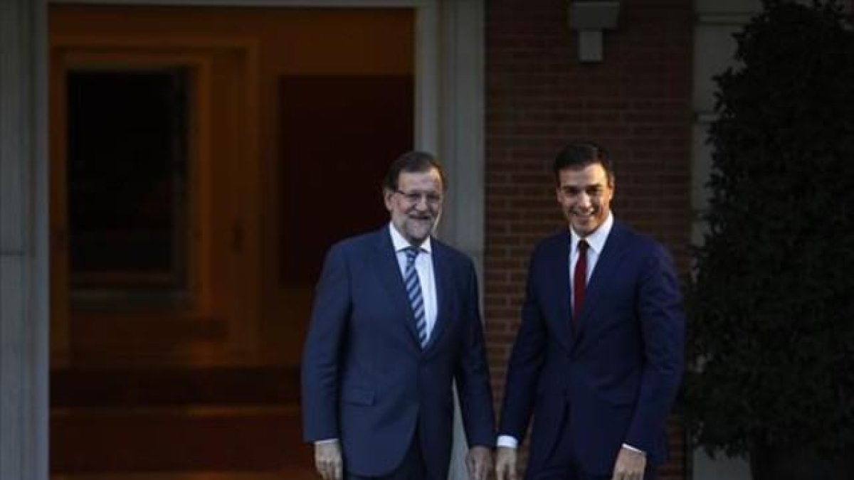 Mariano Rajoy y Pedro Sánchez, en una reunión que celebraron en el palacio de la Moncloa.