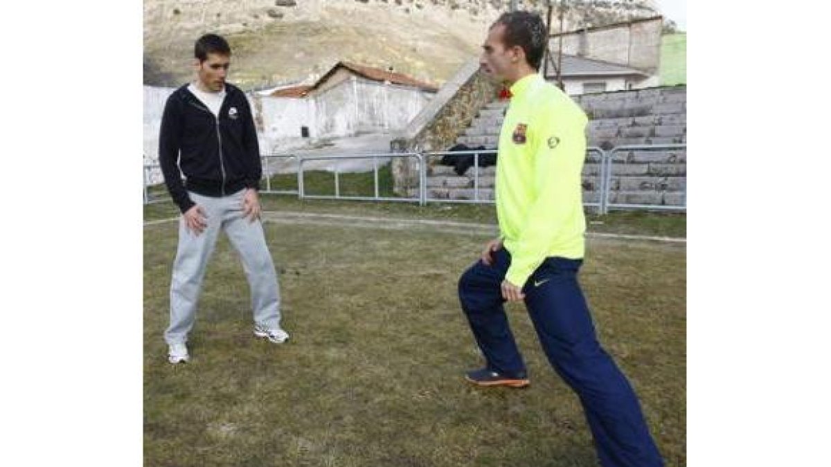 Raúl Lazo junto a Sergio Sánchez en un entrenamiento.