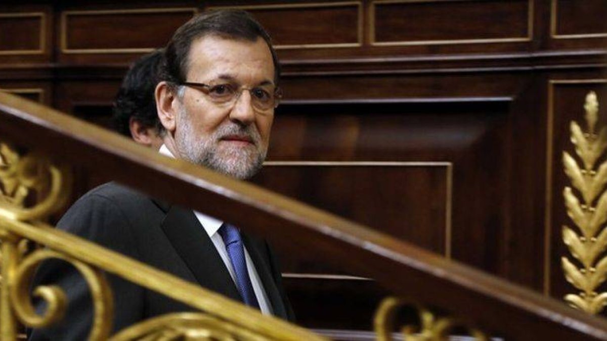 Mariano Rajoy, a su llegada al Congreso para la segunda sesión del debate del estado de la nación.