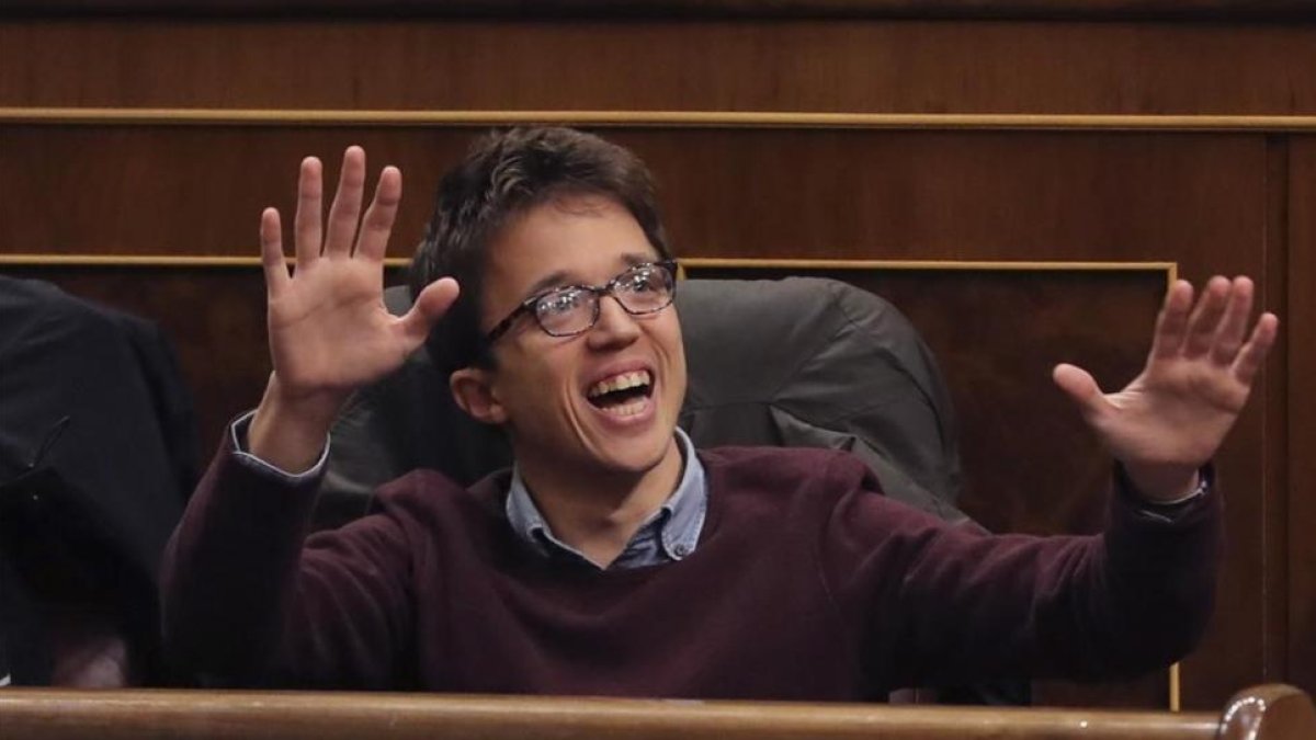 Íñigo Errejón, este jueves, en el debate del decreto del Gobierno sobre la reforma de la estiba.