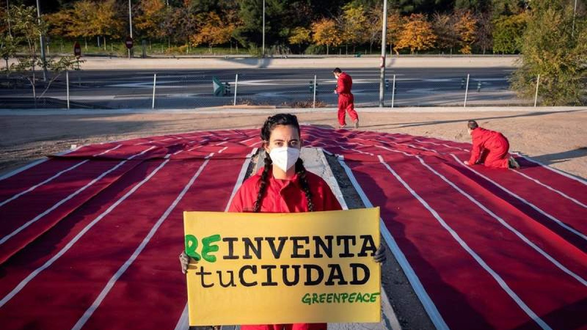 Una acción de Greenpeace para que se cumplan los Objetivos de Desarrollo Sostenible. PEDRO ARMESTRE