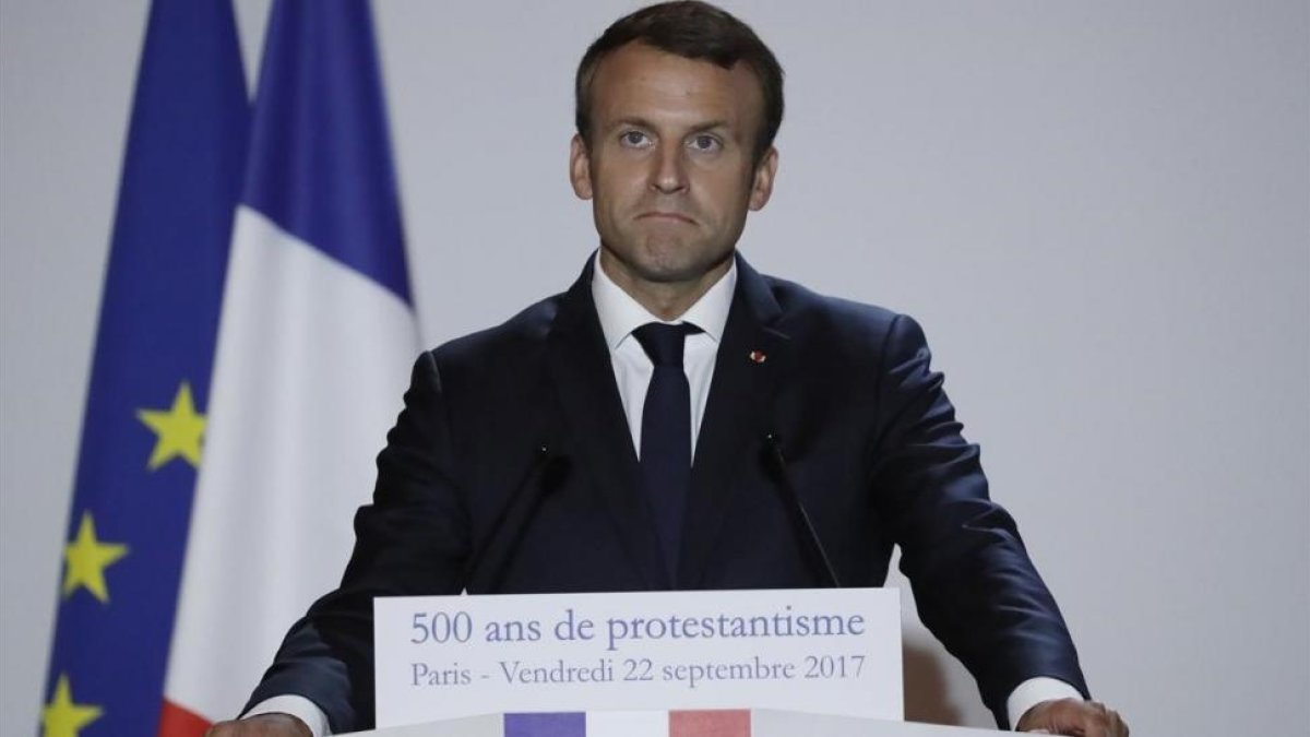 Macron, durante un discurso por el 500 aniversario de la reforma protestante, el 22 de septiembre, en París.