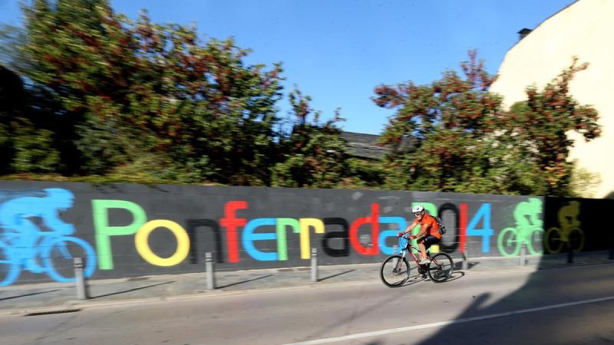 Un mural del Mundial de Ciclismo en Ponferrada