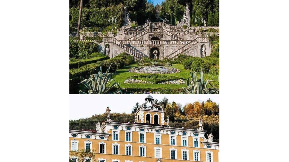 Vista del espectacular jardín barroco y de la fachada principal de la casa donde vivió el creador de Pinocho.