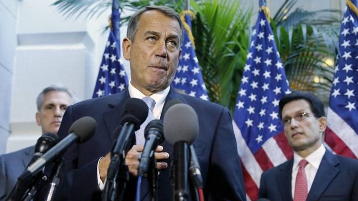 El presidente de la Cámara de Representantes, el republicano John Boehner, atienda a los medios, el martes en el Capitolio.