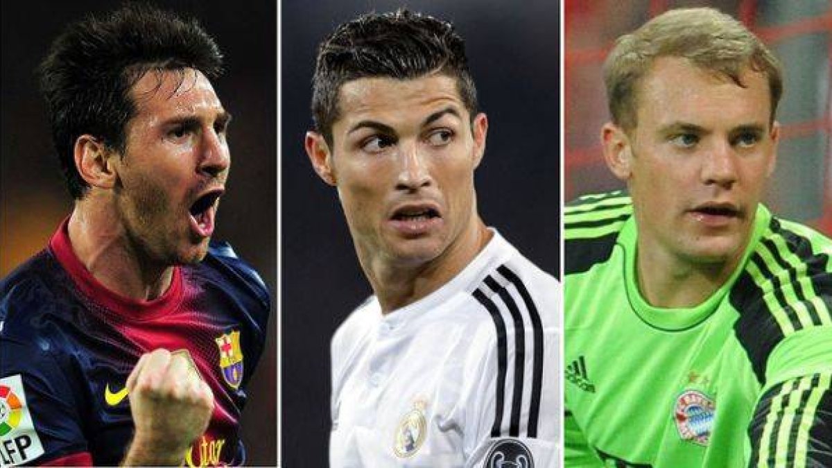 Messi, Cristiano y Nauer, los favoritos al podio del Balón de Oro.