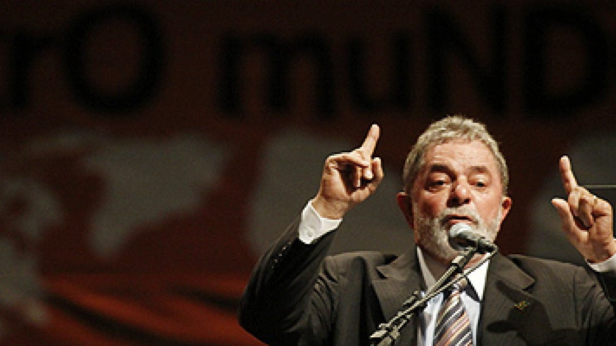 El presidente de Brasil, Luis Inácio Lula da Silva, en el Foro Social Mundial, en Porto Alegre.