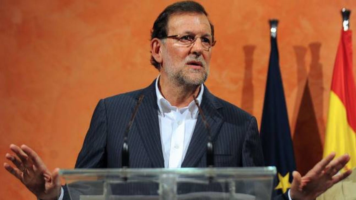 El presidente de Gobierno, Mariano Rajoy, en La Palma del Condado.