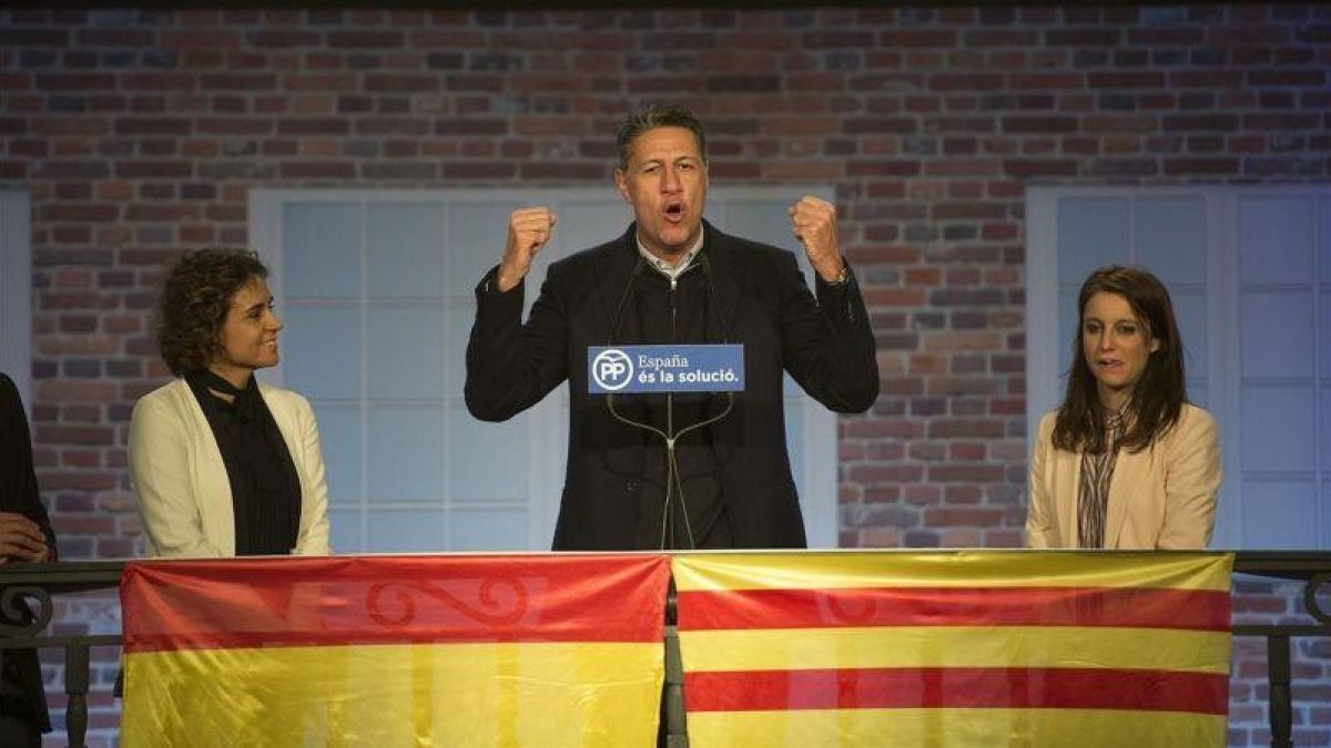 El candidato del PPC, Xavier García Albiol, en el acto de inicio de campaña este lunes.