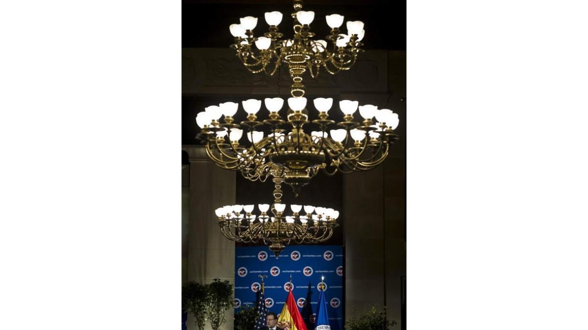 Rajoy durante su discurso en la Cámara de Comercio.