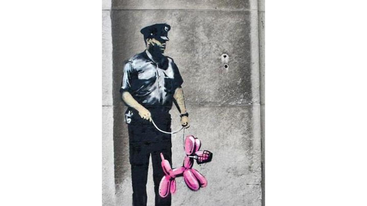 Uno de los trabajos del artista callejero Banksy.