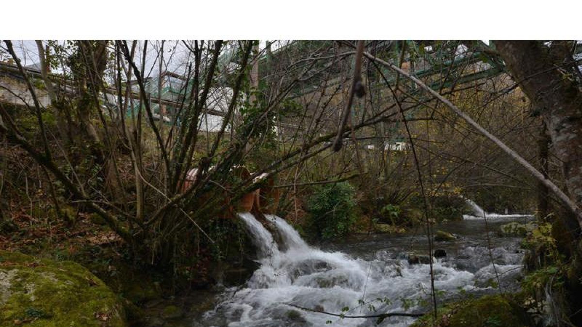 Vertido diario de agua que escapa de León por los túneles del AVE en Sotiello. ARCHIVO