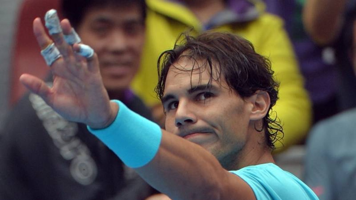 Rafael Nadal celebra su victoria de esta mañana ante el checo Tomas Berdych.