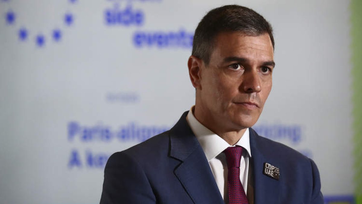 El presidente del Gobierno, Pedro Sánchez, ayer en Dubái en la cumbre del clima. FERNANDO CALVO