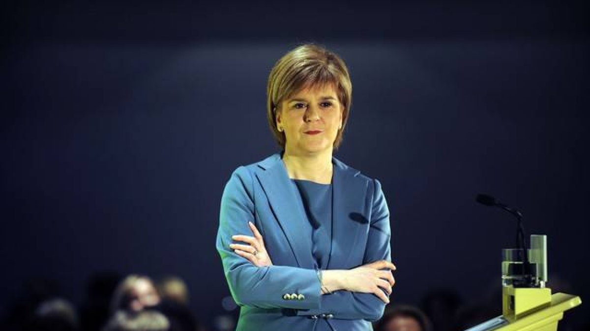 La primera ministra de Escocia y líder del SNP Nicola Sturgeon, en un discurso electoral en Glasgow.