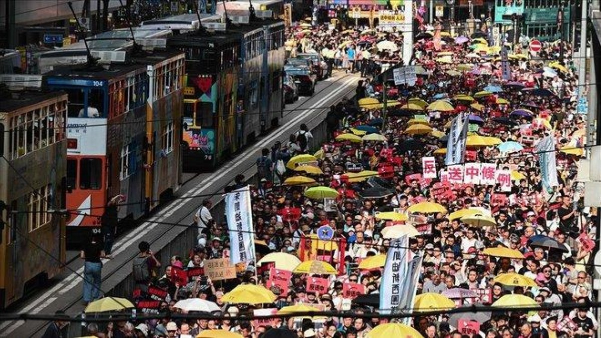 Manifestación en Hong Kong contra las leyes de extradición a China.