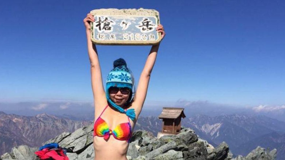 La escaladora taiwanesa Gigi Wu, en uno de sus famosos selfis, en octubre del 2015.