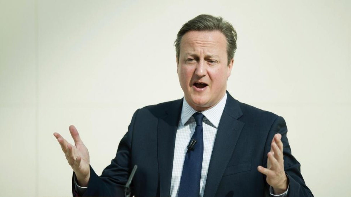 El primer ministro británico, David Cameron, durante su discurso en el museo británico.
