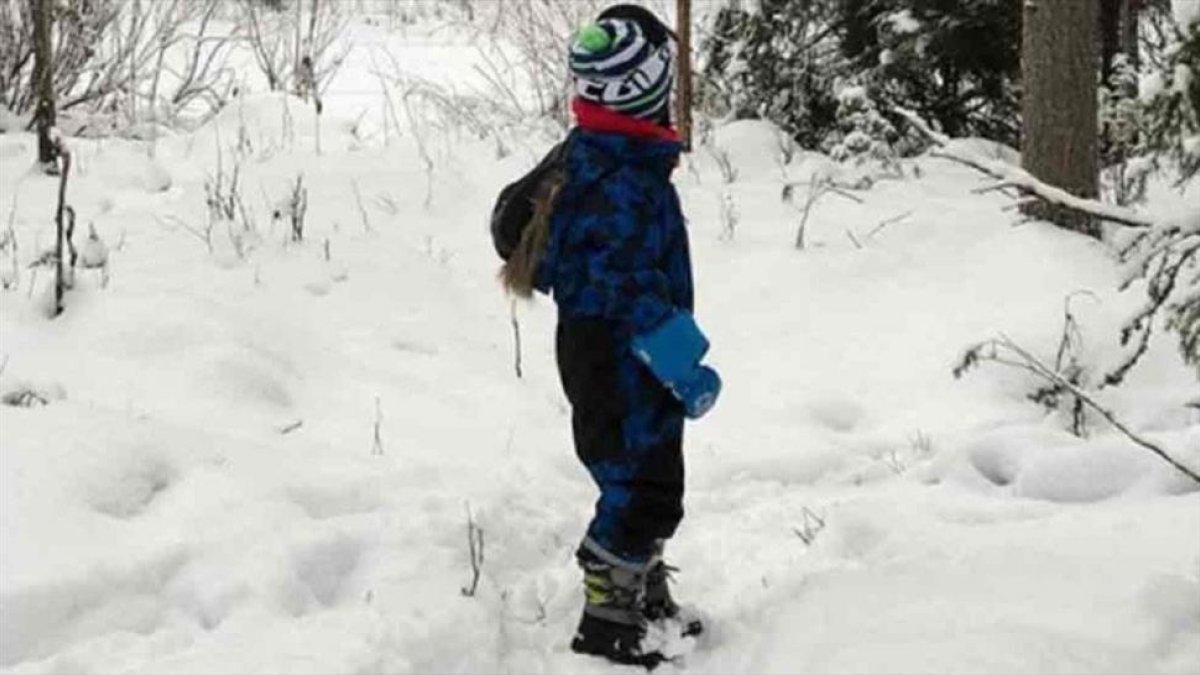 El hijo mayor de Messi, Thiago, disfrutando de la nieve en Finlandia, en una imagen que ha sido borrada posteriormente.