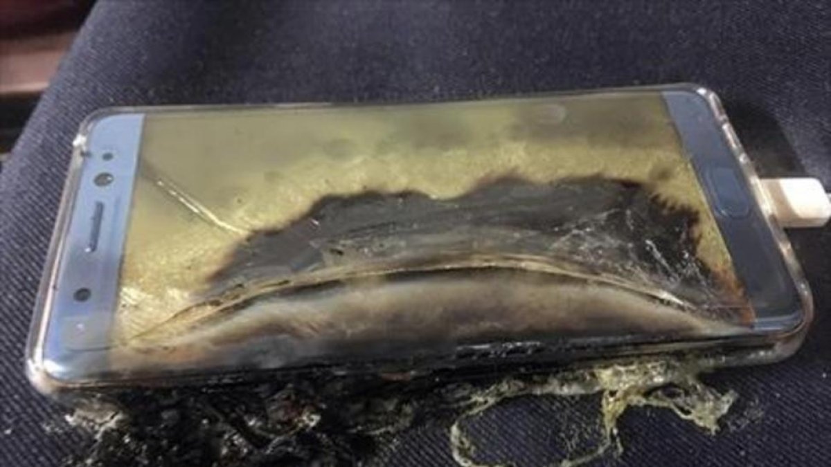 Estado un de Galaxy Note 7 defectuoso tras incendiarse.