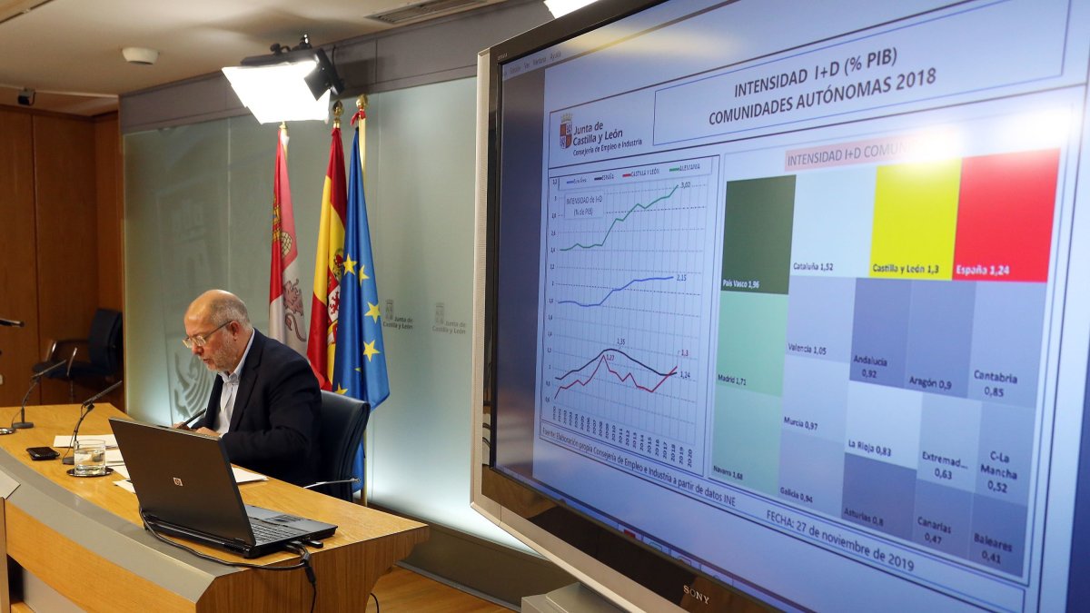 El vicepresidente, portavoz y consejero de la Transparencia, Ordenación del Territorio y Acción Exterior, Francisco Igea, durante la rueda de prensa posterior al Consejo de Gobierno de Castilla y León. RUBÉN CACHO