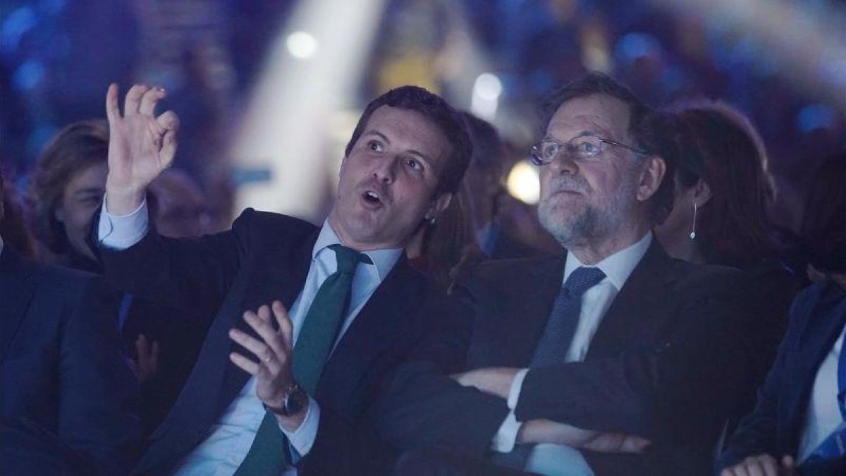 Pablo Casado y Mariano Rajoy, en enero, durante la convención del PP.X