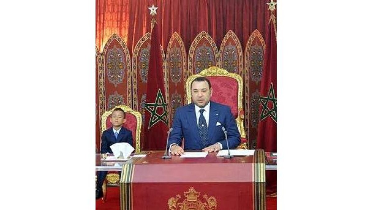 El rey Mohamed VI durante su discurso de ayer.
