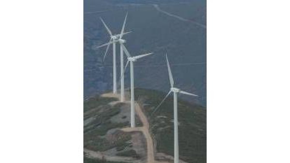 Molinos de viento instalados en uno de los parques bercianos