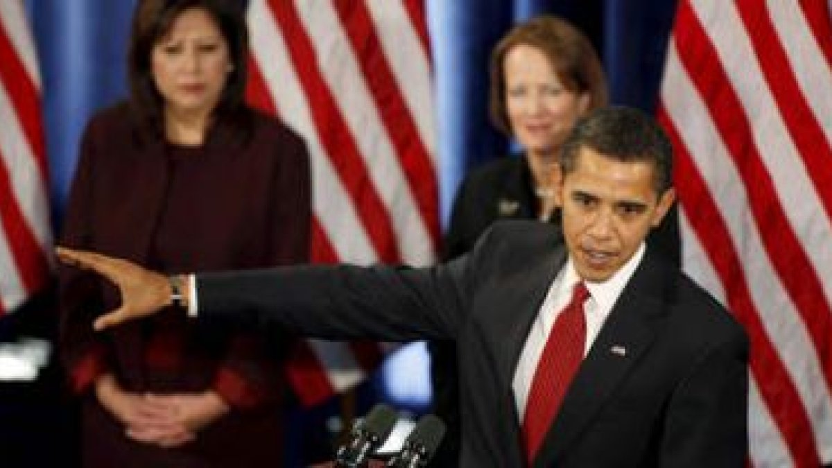 El presidente electo de Estados Unidos, Barack Obama, durante la rueda de prensa de ayer en Chicago