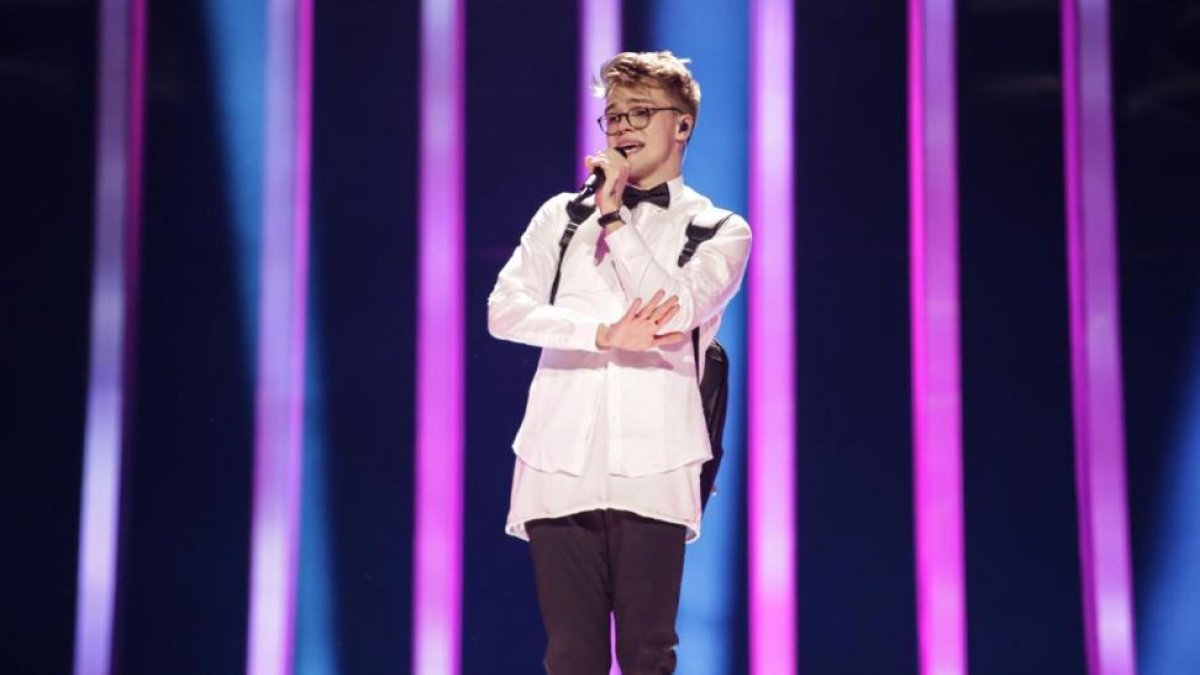 El cantante de la República Checa Mikolas Josef, durante los ensayos de su actuación en el Festival de Eurovisión, en Lisboa.