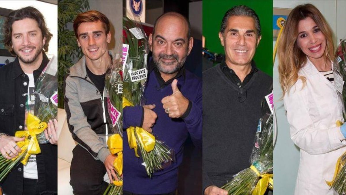 Manuel Carrasco, Antoine Griezmann, Jose Corbacho, Sergio Scariolo y Natalia, los 'inocentes' de la gala que emite TVE-1.