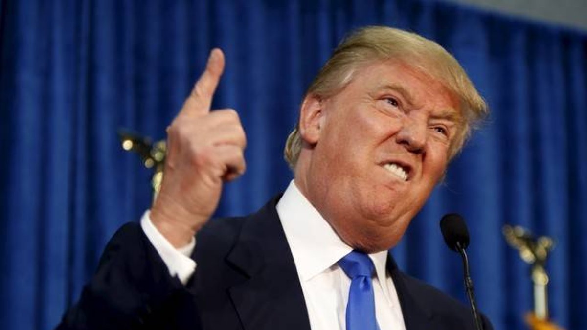 El candidato presidencial republicano Donald Trump en un discurso de campaña en New Hampshire.