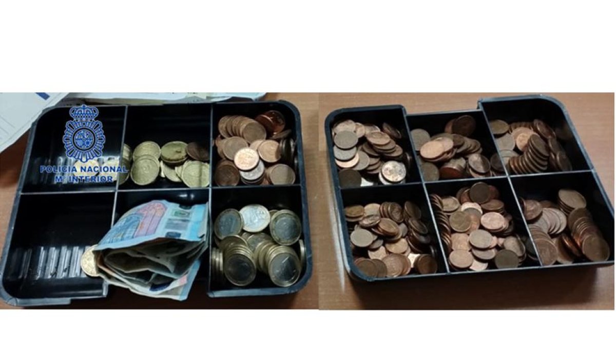 Tras la detención de un hombre por robo en una frutería fueron recuperados dos cajetines de la caja registradora y diversos billetes y monedas. SUBDELEGACIÓN DEL GOBIERNO